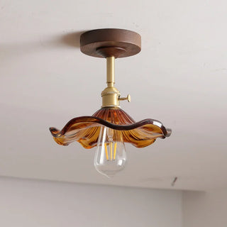 Celako™ Verdin Ceiling Light | Copper Glass Wood Living Room Lighting