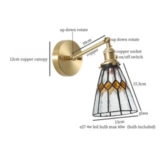 Celako™ Hexara Wall Light | Copper Glass Bedroom Lighting
