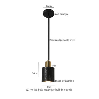 Celako™ Travik Pendant Light | Black Travertine Bedroom Lighting
