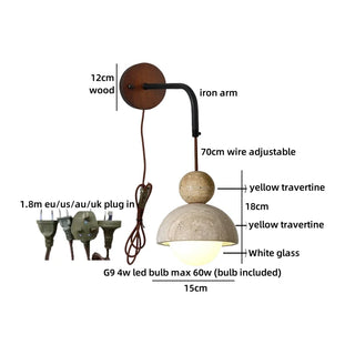 Celako™ Vitera Wall Light | Travertine Bedroom Lighting