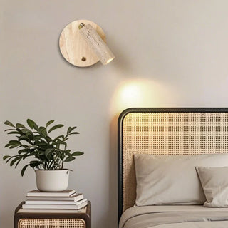 Celako™ Sienzo Wall Light | Yellow Travertine Wood Bedroom Lighting