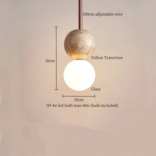 Celako™ Lithoro Pendant Light | Yellow Travertine Bedroom Lighting