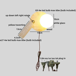 Celako™ Travishi Wall Light | Yellow Travertine Japan Style