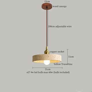 Celako™ Fulgens Pendant Light | Yellow Travertine Bedroom Lighting