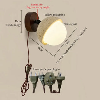 Celako™ Lumastra Wall Light | Yellow Travertine Bedroom Lighting