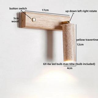 Celako™ Travera Wall Light | Travertine Bedside Lighting