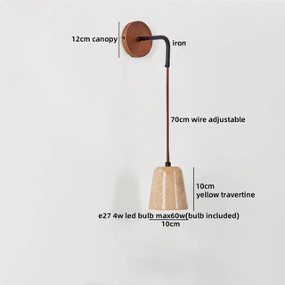 Celako™ Travara Wall Light | Travertine Bedside Lighting