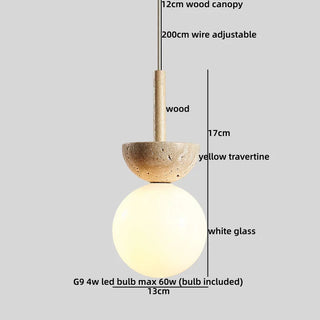 Celako™ Calcina Pendant Light | Yellow Travertine Stone Kitchen Island Lighting