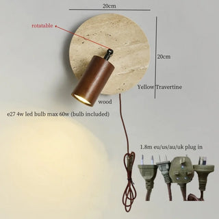 Celako™ Solpietra Wall Light | Yellow Travertine Bedroom Lighting