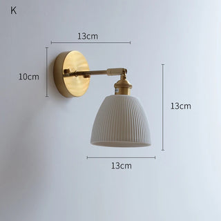 IWHD White Ceramic Modern Wall Lamp Beisde Bedroom Living Room Bathroom Mirror Light Copper Nordic Japanese Style Wandlamp LED