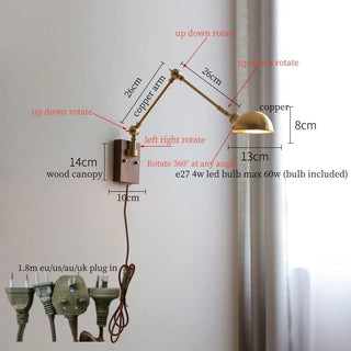 Celako™ Umberon Wall Light | Copper Wood Nordic Minimalism Bedroom Lighting