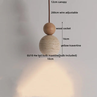 Celako™ Aurimar Pendant Light | Yellow Travertine Stone Bedroom Lighting