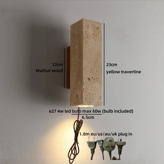 Celako™ Tivara Wall Light | Travertine Bedside Lighting