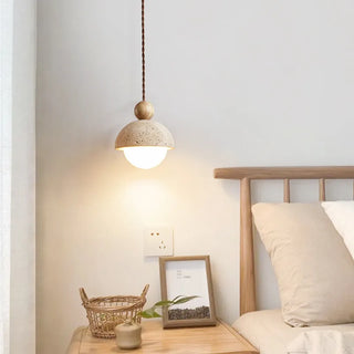 Celako™ Tuvalo Pendant Light | Yellow Travertine Stone Bedroom Lighting