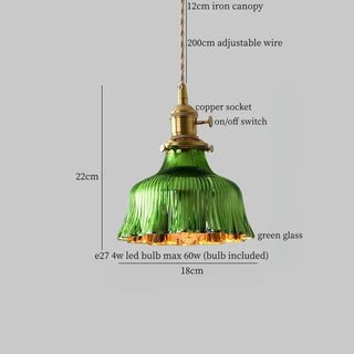 Celako™ Verdigraze Pendant Light | Green Glass Wabi Sabi
