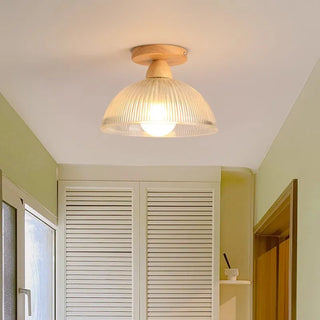 Celako™ Oakura Ceiling Light | Glass Wood Living Room Lighting