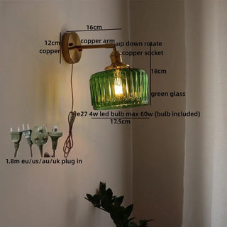 Celako™ Seika Wall Light | Green Glass Copper Japan Style