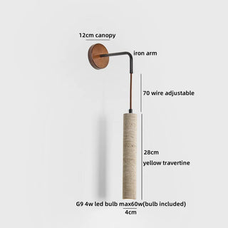 Celako™ Travita Wall Light | Travertine Bedside Lighting