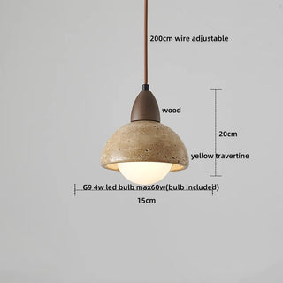 Celako™ Tiverti Pendant Light | Yellow Travertine Bedroom Lighting