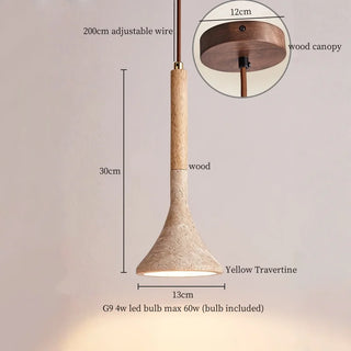 Celako™ Pietoro Pendant Light | Yellow Travertine Bedroom Lighting