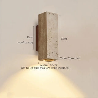 Celako™ Lapidar Wall Light | Yellow Travertine Bedroom Lighting
