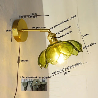 Celako™ Aurumis Wall Light | Copper Glass Bedroom Lighting