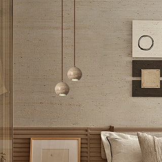 Celako™ Orbilith Pendant Light | Yellow Travertine Bedroom Lighting