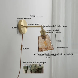 Celako™ Aurlen Wall Light | Copper Glass Bedroom Lighting