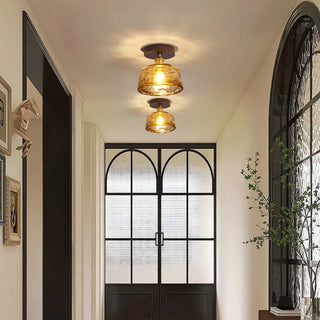 Celako™ Amboro Ceiling Light | Amber Glass Dining Room Lighting