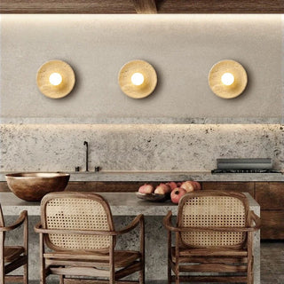 Celako™ Marubi Wall Light | Yellow Travertine Japan Style Bedroom Lighting