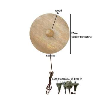 Celako™ Trevona Wall Light | Yellow Travertine Wood Bedroom Lighting
