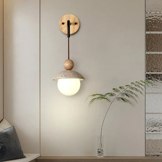 Celako™ Traluna Wall Light | Yellow Travertine Living Room Lighting