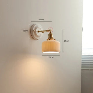 IWHD White Ceramic Modern Wall Lamp Beisde Bedroom Living Room Bathroom Mirror Light Copper Nordic Japanese Style Wandlamp LED