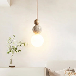 Celako™ Lapidra Pendant Light | Yellow Travertine Stone Bedroom Lighting