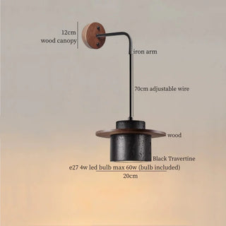 Celako™ Neroite Wall Light | Black Travertine Living Room Lighting
