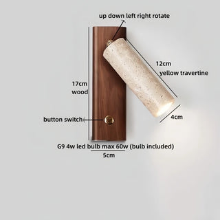Celako™ Travera Wall Light | Travertine Bedside Lighting