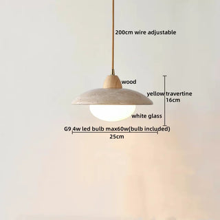 Celako™ Tiverti Pendant Light | Yellow Travertine Bedroom Lighting