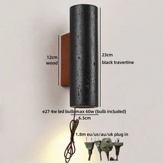 Celako™ Striato Wall Light | Black Travertine Vintage