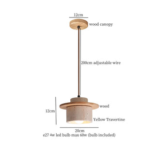 Celako™ Auretone Pendant Light | Yellow Travertine Bedroom Lighting