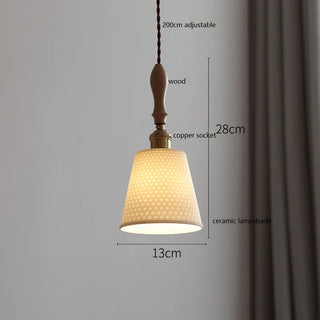 IWHD Butterfly Ceramic LED Pendant Lamp Beside Wooden Handle Copper Socket Home Decor Bedroom Dining Lving Room Light Hanglamp