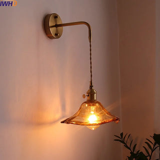 Celako™ Cuvara Wall Light | Glass Copper Bedroom Lighting