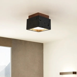 Celako™ Umbrena Ceiling Light | Black Travertine Mid Century Modern Bedroom Lighting