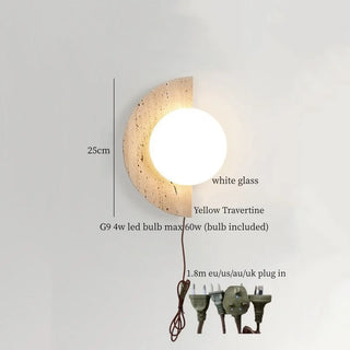 Celako™ Arcuate Wall Light | Yellow Travertine Bedroom Lighting