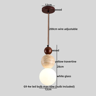 Celako™ Calcina Pendant Light | Yellow Travertine Stone Kitchen Island Lighting