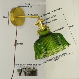 Celako™ Aurumis Wall Light | Copper Glass Bedroom Lighting