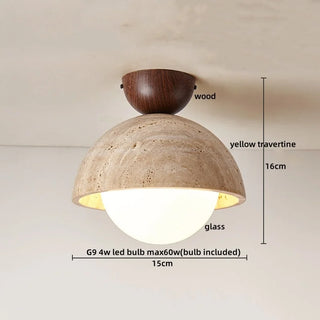 Celako™ Shibusa Ceiling Light | Yellow Travertine Wabi Sabi Style