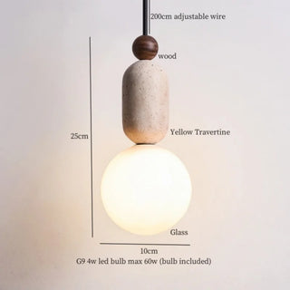 Celako™ Terralith Pendant Light | Yellow Travertine Dining Room Lighting