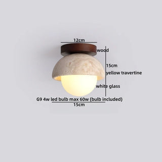Celako™ Travono Ceiling Light | Yellow Travertine Vintage Wabi Sabi Style