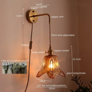 Celako™ Ambreo Wall Light | Amber Glass Bedroom Lighting