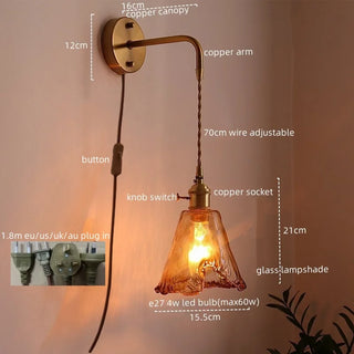 Celako™ Ambreo Wall Light | Amber Glass Bedroom Lighting